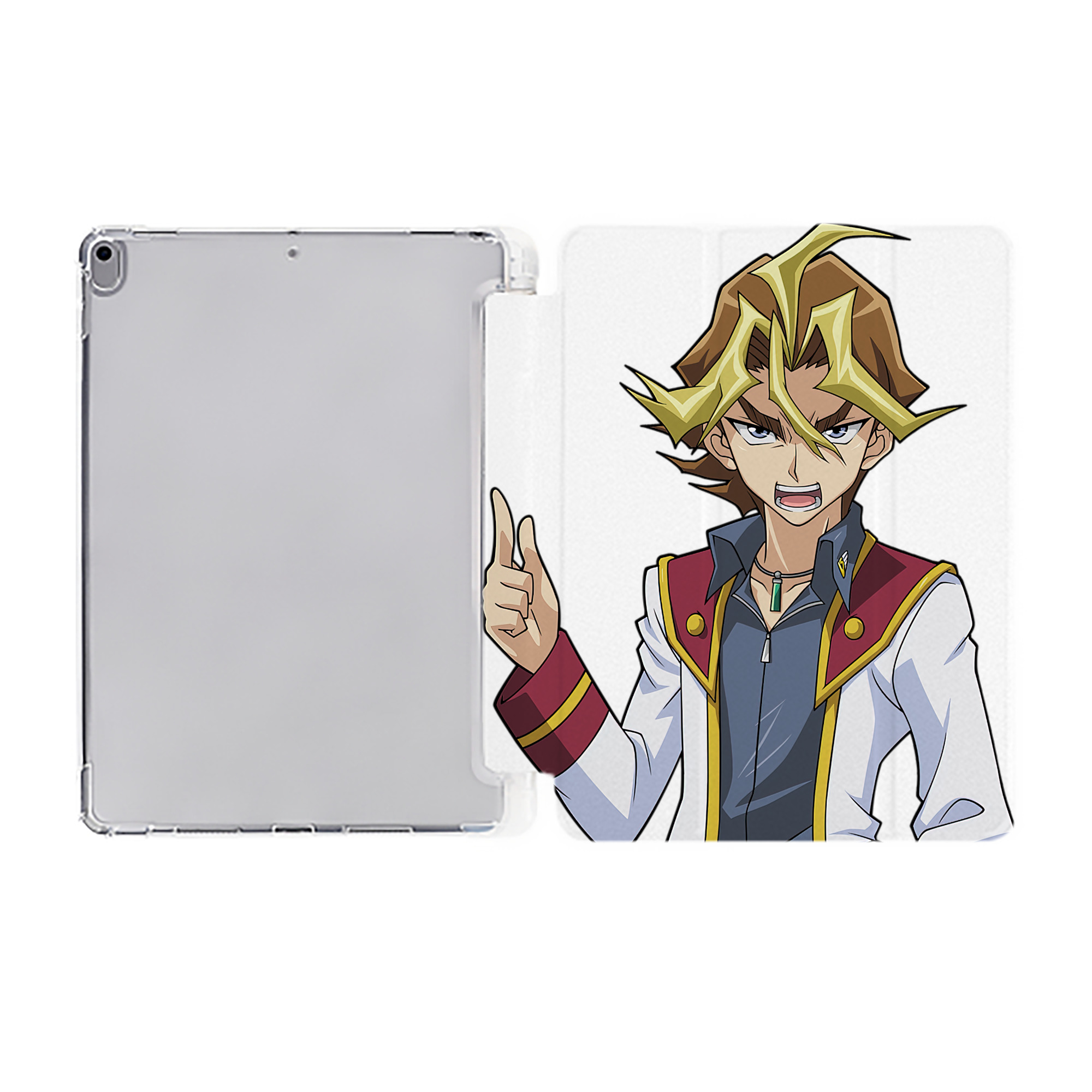 （画像用） 遊☆戯☆王 Yu-Gi-Oh! IPad ケース ペン収納付き 三つ折りスタンド PUレザー×シリコン 対応機種9.5/10.5/10.9インチ